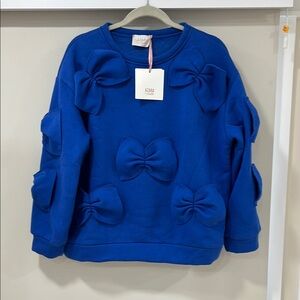 Blue Bow-Embellished Sweatshirt